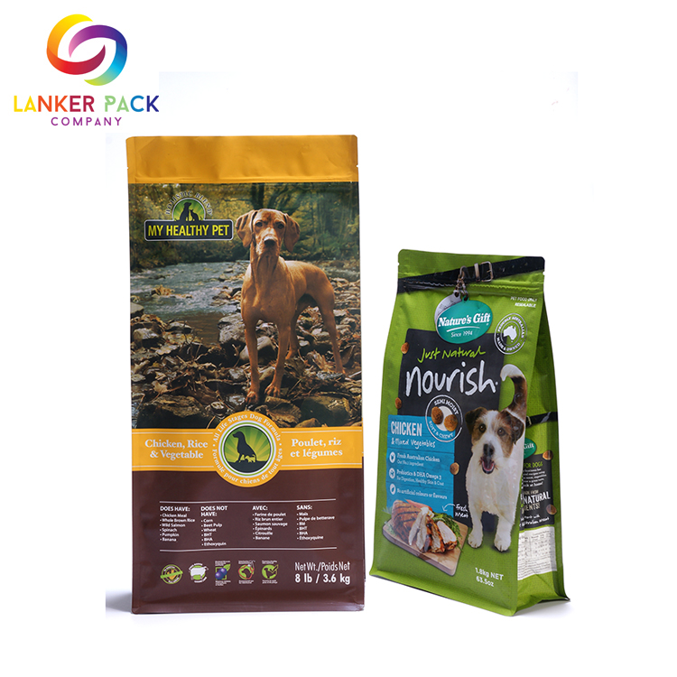 Bolsa de cremallera de plástico reutilizable para alimentos para mascotas a prueba de humedad