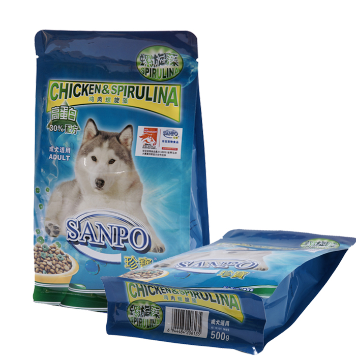 Bolsas de comida para mascotas de fondo plano con impresión personalizada