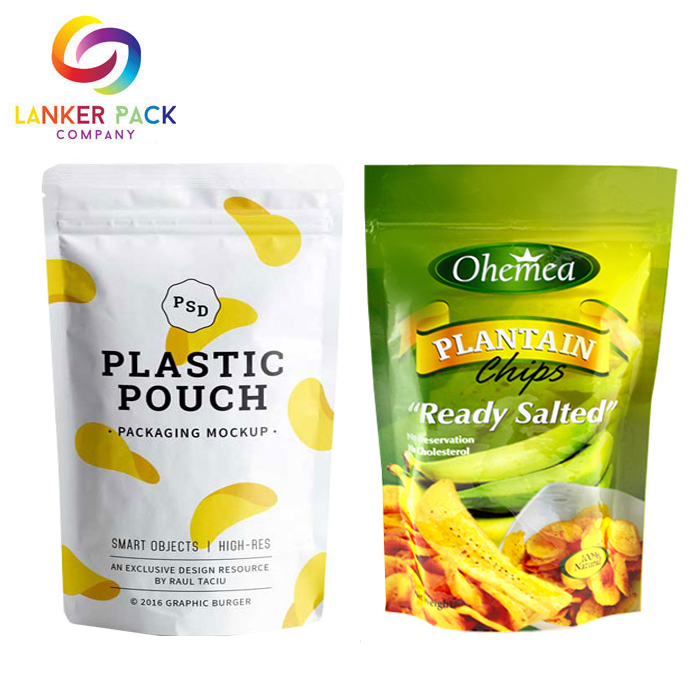 El plástico del sello de encargo se levanta las bolsas de plástico del embalaje de las patatas fritas de la bolsa para la comida