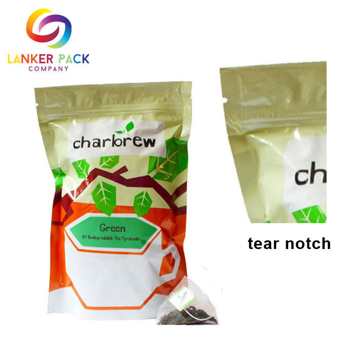 Bolsa de té plástica impermeable personalizada que empaqueta con cremallera
