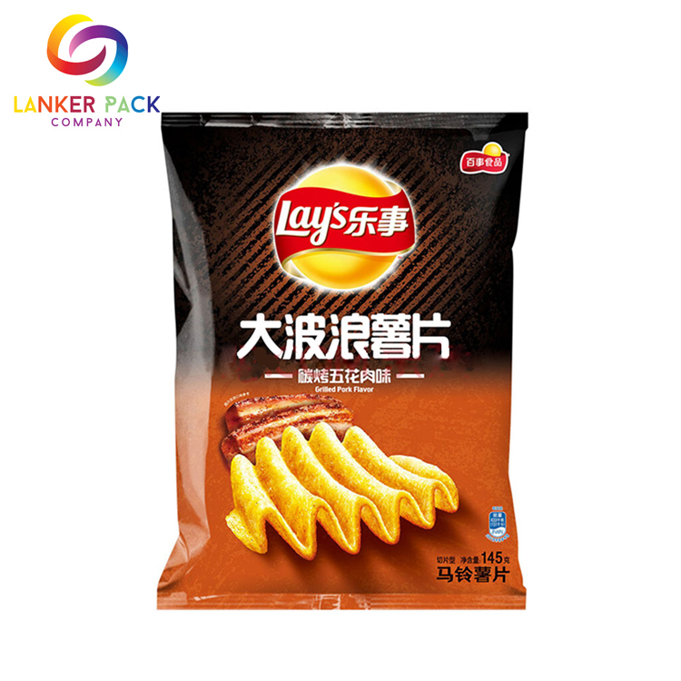 Bolsa de papas fritas de material laminado personalizado de grado alimenticio