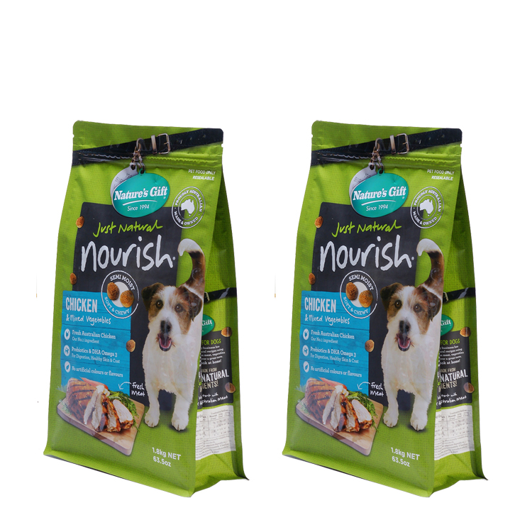 Parte inferior con cremallera Bolsa de aluminio para alimentos para mascotas